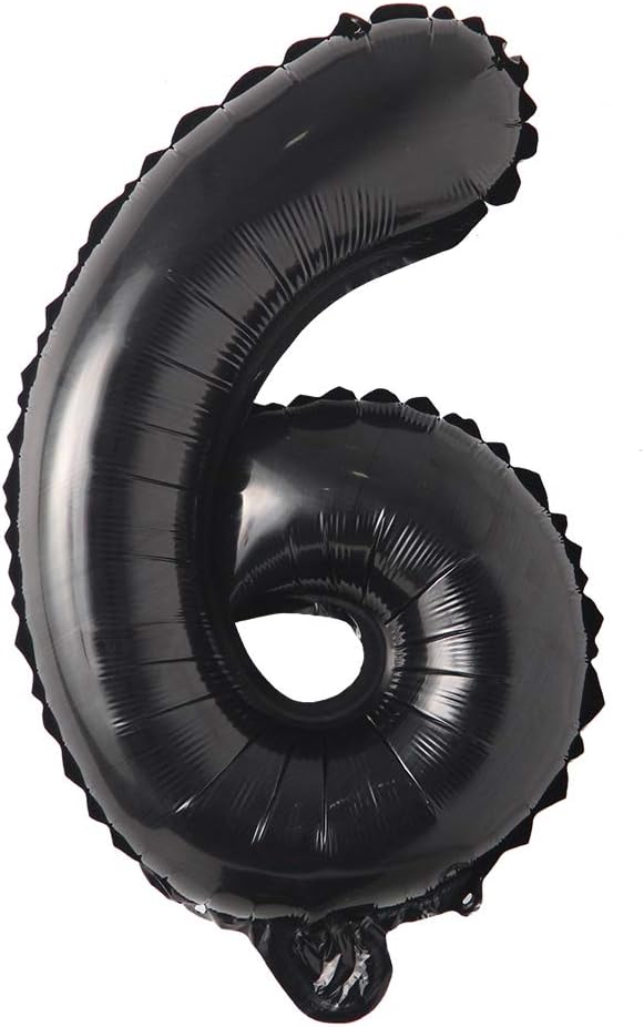 16" inch Single Black Alphabet Letter number Balloons Aluminum Hanging Foil Film Balloon Wedding Birthday party decoration banner Air Mylar Balloons (16 inch Black 6)