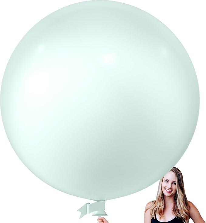 KALOR 36 Inch Giant Pastel Green Balloons, 6 Pack Large Round Pastel Green Latex Balloons for Anniversary, Birthday, Christmas, Wedding, Baby Shower Party Decorations