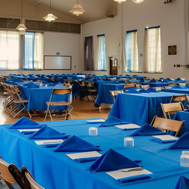 Blue Plastic Table Cloth - 4 Pack 54" × 108" Rectangle Disposable Tablecloths for 6FT Tables, Table Cover for Party, Holiday & Gathering Use
