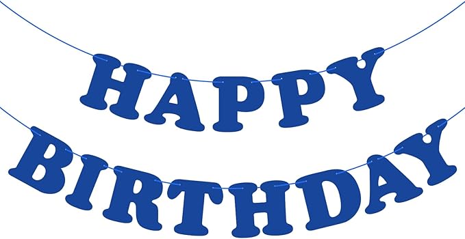 Navy Blue Happy Birthday Banner Sign Blue Birthday Party Supplies for Kids Adults Birthday Party Decorations