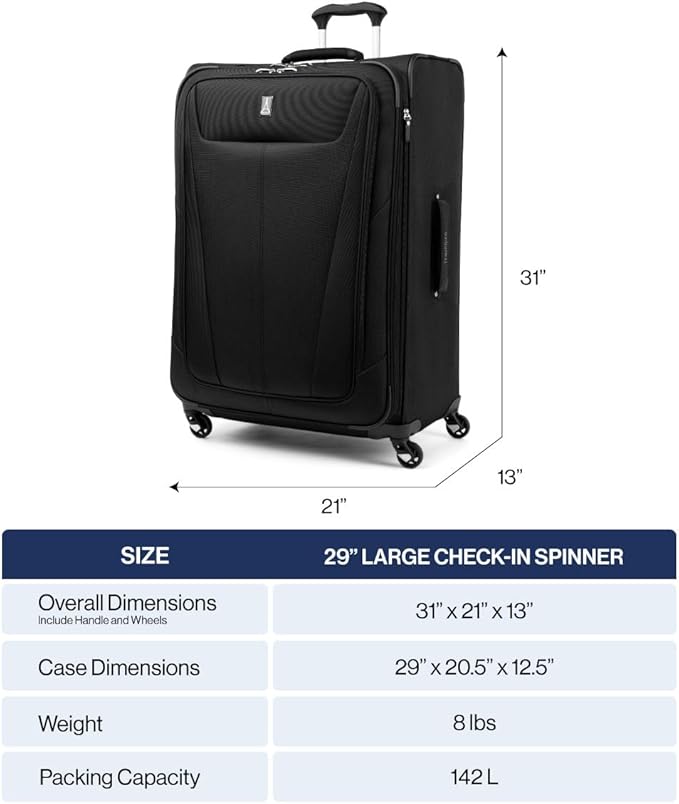 Travelpro Maxlite 5 Softside Expandable Luggage with 4 Spinner Wheels, Lightweight Suitcase, Men and Women, Orchid Pink Purple, Checked-Large 29-Inch