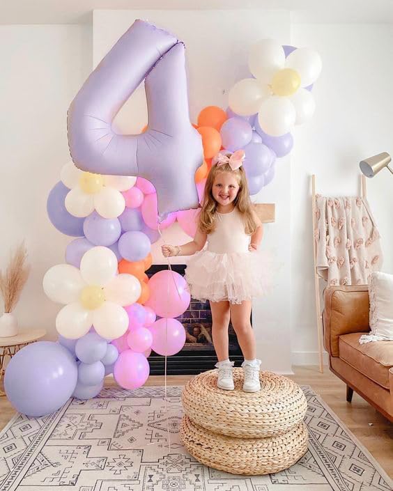 40 Inch Cream Purple Numbers 9 Balloon, Balloons Decorations for 9 19 90 Birthday Party, Engagement, Wedding, Graduations, Photo Shoot Supplies