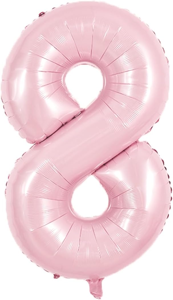 TONIFUL 40 Inch Pastel Pink Number 8 Balloon Balloon Big Pink Digital 8 Balloon for Girl's Birthday Party Wedding Bridal Shower Engagement Anniversary Photo Shoot Supplies