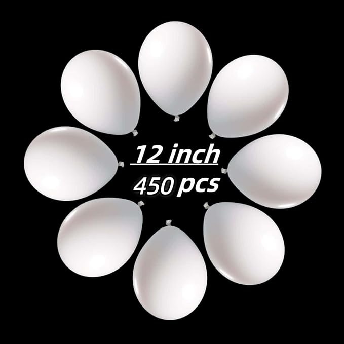 450 Pack White Balloons 12 Inch White Latex Balloon bulk - for Birthdays, Weddings, Baby Showers, Christmas, New Year & All Party Events