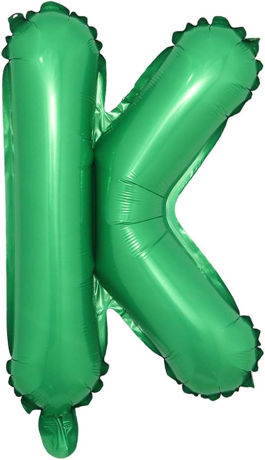 16 inch Green Alphabet Letter and Number Balloons Set Package, Aluminum Hanging Foil Film Banner Mylar Balloon for Birthday Party Decoration Custom Word (A-Z, 0-9) (16 inch Green K)