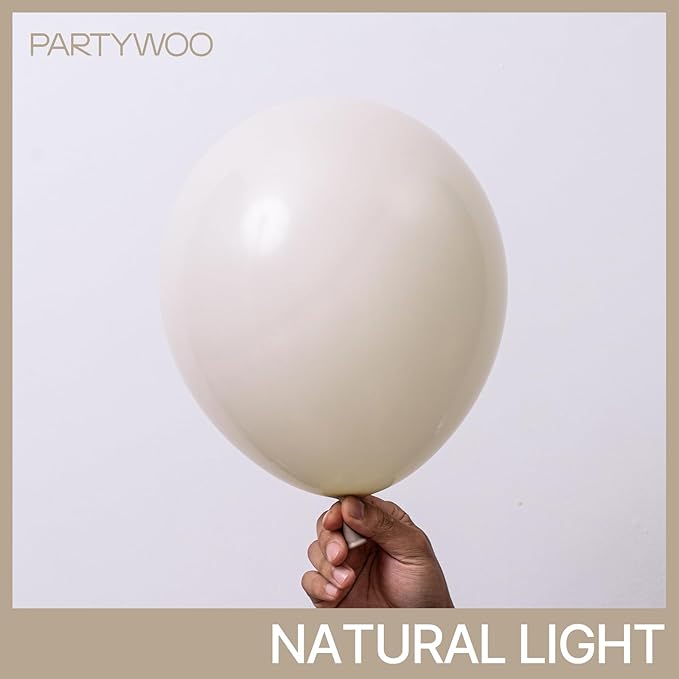 PartyWoo White Sand Balloons 152pcs Different Sizes of 18 12 10 5 Inch Off White Beige Cream Ivory Boho Neutral Balloon Arch Kit Garland for Wedding Baby Shower Birthday Party Decorations White-F12