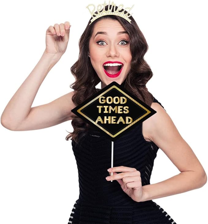Happy Retirement Party Decorations - Crown and Sash Set Gifts for Women (Gold)