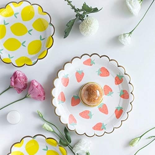 MaitianGuyou Strawberry Theme Party Tableware Set,Baby Shower Dinnerware Decoration Supplies Including Plates,Napkins,Cups and Straws for Fruit Party,Wedding,Birthday - Serve 20 Guests