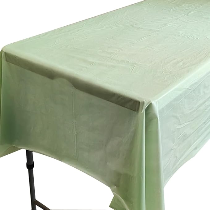 2Pack Sage Green Plastic Tablecloths Disposable Halloween Table Covers Table Cloths BBQ Picnic Birthday Christmas Table Cover Waterproof Oil-proof Table Cloth Thin Xmas Party Table Cloths 54 x 108 In