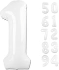 40 Inch White 1 Balloon for First Birthday, Translucent 1st Number Balloons Birthday Decorations for Girl Boy Kids Toddler Baby, One Giant Number 1 Balloon