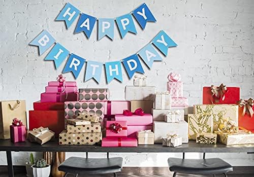 Happy Birthday Gradient Blue Banner Decoration Party Supplies
