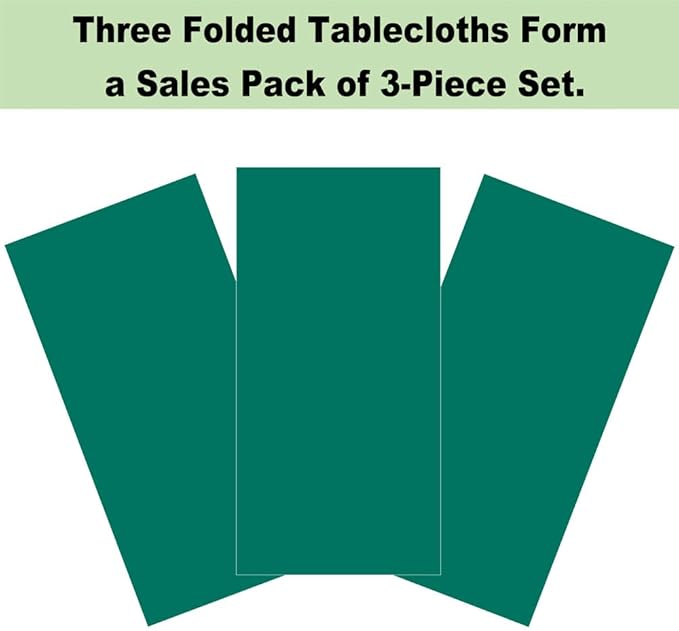 Plastic Dark Green Tablecloths 3 Pack Forest Green Disposable Table Covers 54" x 108" Hunter Green Table Cloths for Tropical Tiki Luau Parties Birthdays Christmas, Fits 6 to 8 Foot Rectangle Tables