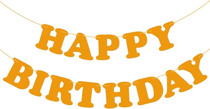 Orange Happy Birthday Banner Birthday Party Decorations Sign Birthday Backdrop Party Supplies Happy Birthday Bunting Banner for Kids Adults
