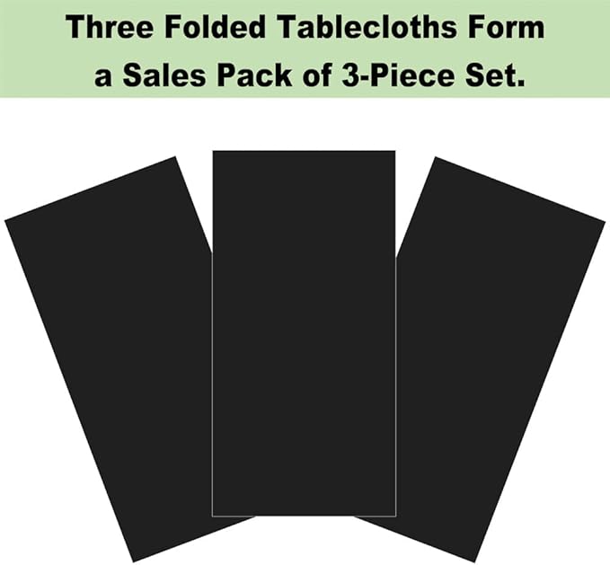 Plastic Black Tablecloths 3 Pack Disposable Table Covers 54 x 108 inch. Pitch Onyx Black Table Cloths for Parties Birthdays Weddings Anniversary BBQ Picnic, Fits 6 to 8 Foot Rectangle Tables