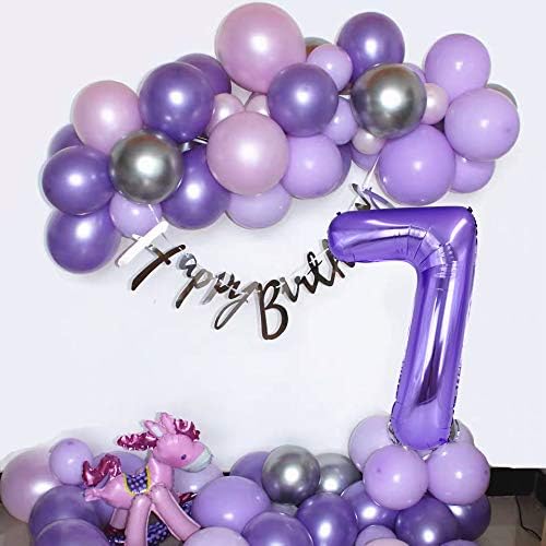 TONIFUL 40 Inch Purple Large Numbers Balloon 0-9 Birthday Party Decor,Foil Mylar Big Number Balloon Digital 7 for Birthday Party,Wedding, Bridal Shower Engagement Photo Shoot, Anniversary