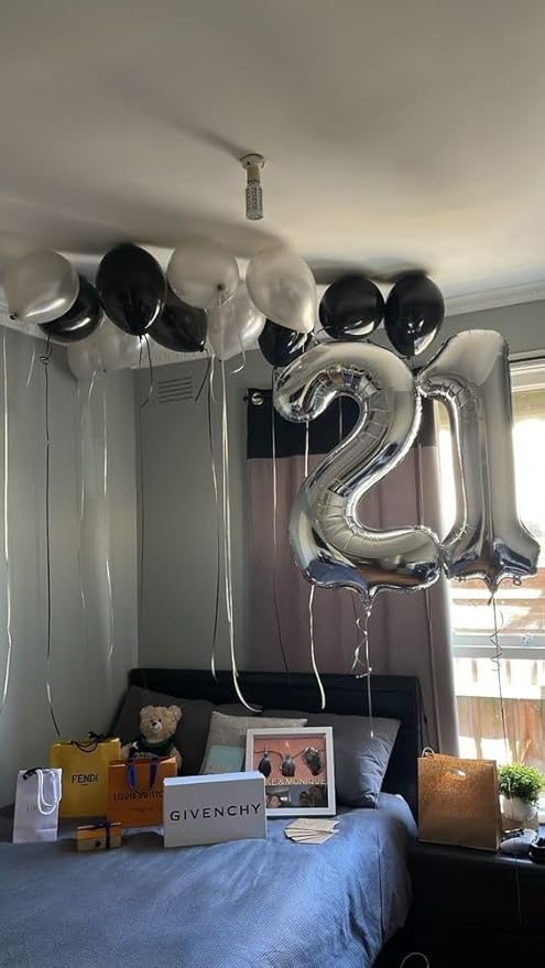 40 Inch Silver 1 Balloon for First Birthday, 1st Number Balloons Birthday Decorations for Girl Boy Kids Toddler Baby, One Giant Number 1 Balloon
