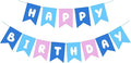 ZHENGYE Blue Pink Happy Birthday Banner - Blue Theme Party Sign for Kids & Girls Birthday Decorations