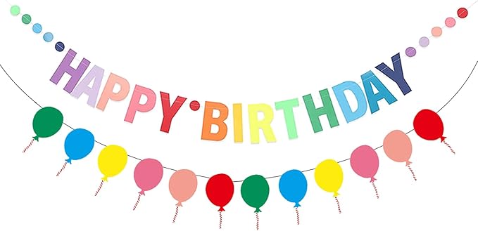 MEETINGU Rainbow Happy Birthday Banners And Balloons Banners, Happy Birthday Sign Colorful Birthday Party Rainbow Birthday Decorations for Kids Girls Women Party Supplies