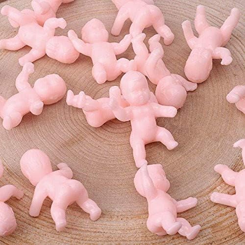 Mini Plastic Babies for Party Favor Decor Party Decorations Baby Shower Party Game Ice Cube Game (1" 120pcs, White)