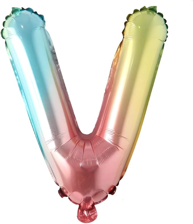 16 inch gradient rainbow Letter number balloons unicorn party foil balloon baby shower 1 birthday party decorations kids numbers Air ball (16 Inch Rainbow V)
