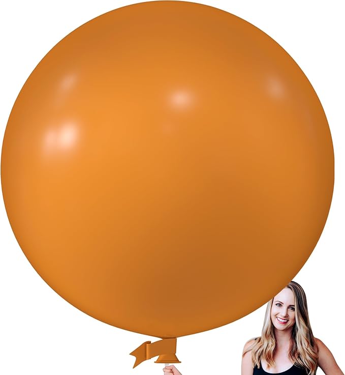 KALOR 36 Inch Giant Retro Orange Balloons, 6 Pack Large Round Retro Orange Latex Balloons for Anniversary, Birthday, Christmas, Wedding, Baby Shower Party Decorations
