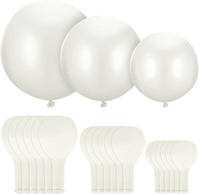 18 Pack 18/24 / 36 Inch Balloons Large Latex Giant Round Big Macaron Balloons for Wedding Birthday Party Baby Shower Decorations(White)