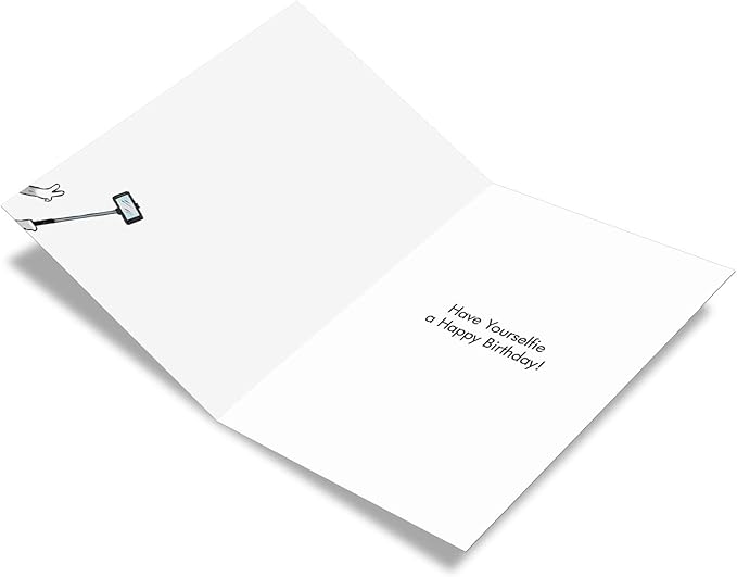NobleWorks - 1 Humor Birthday Card with Envelope - Funny Cartoons for Birthday Greetings, Celebration Notecard - Bunny Selfies C2750BDG