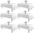 WIGENIUS 6 Pack White Table Cloth Rectangle Tablecloths 60X84 Inch,Polyester Tablecloth for 4 Foot Rectangle Tables,Wrinkle Resistant Washable Fabric Table Covers for Party,Wedding Banquet