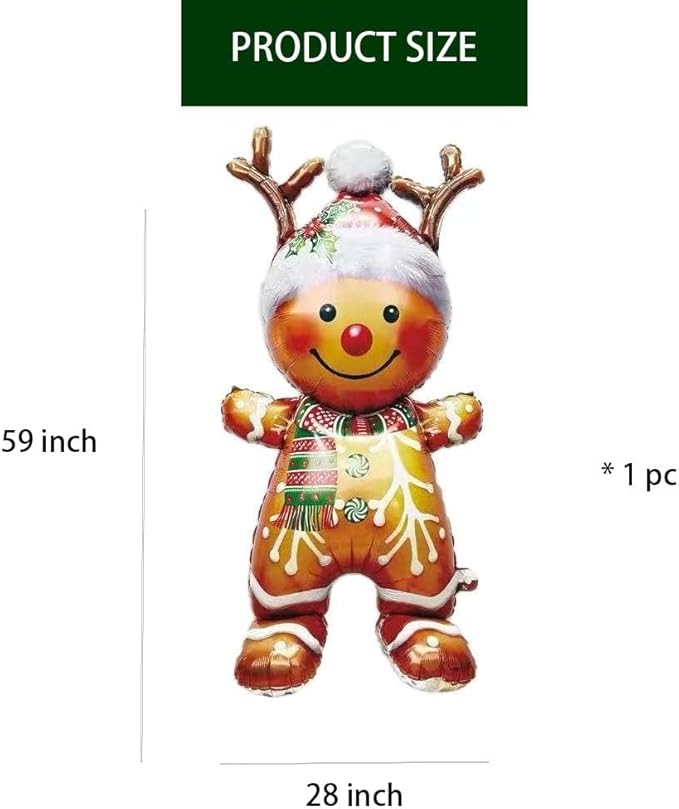 Jumbo Chirstmas Deer Balloon - Reusable Foil Balloon for Christmas Party Decorations, Indoor & Outdoor Holiday Festival Atmosphere
