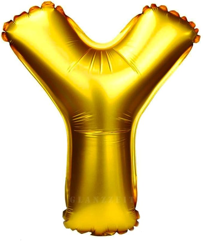 Glanzzeit 16 Inch Gold Balloons Decor Letters A to Z Numbers 0 to 9 for Wedding Prom Birthday Party (Letter Y)