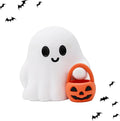 Halloween Ghost Figurine Cartoon Cute Spooky Carrying Pumpkin Basket Cute Halloween Office Desk Decor Display Ornament Tiny Trick or Treat Ghost Resin Statue for Home Supplies