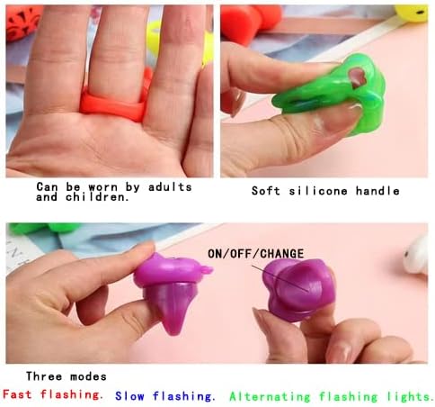 SOFLIY 36 Pcs LED Light Up Ring - Colorful Flashing Bumpy Rings Finger Toys Novelty Glow in the Dark Soft Jelly Blinking Rings Party Favors for Adults Kids Bachelorette Party Halloween Concert Gifts