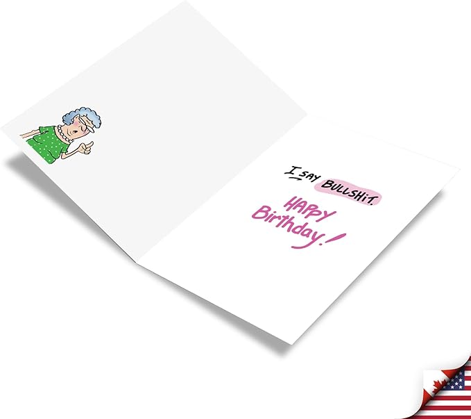 NobleWorks - 1 Funny Women's Birthday Card with Envelope - Cartoon Humor, Stationery Bday Celebration Card for Wife, Women - Lines and Wrinkles C9319BDG
