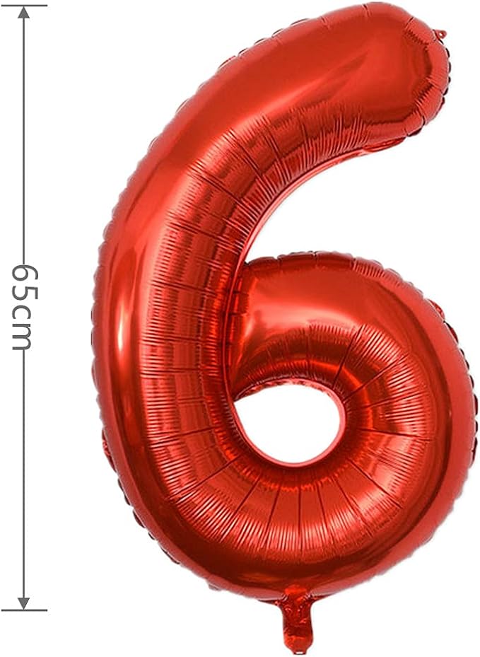 YPSelected 32 Inch Large Foil Helium Number Balloon Birthday Wedding Party 0-9 (Red, 6)