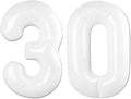 White Number 30 Balloon 40 inch, Translucent 30 Number Balloons, 30th White Birthday Decorations for Women Men, 30 Year Old Party Supplies