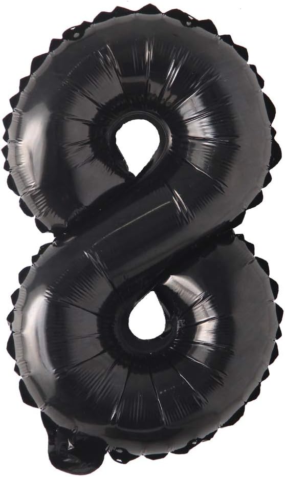 16" inch Single Black Alphabet Letter number Balloons Aluminum Hanging Foil Film Balloon Wedding Birthday party decoration banner Air Mylar Balloons (16 inch Black 8)