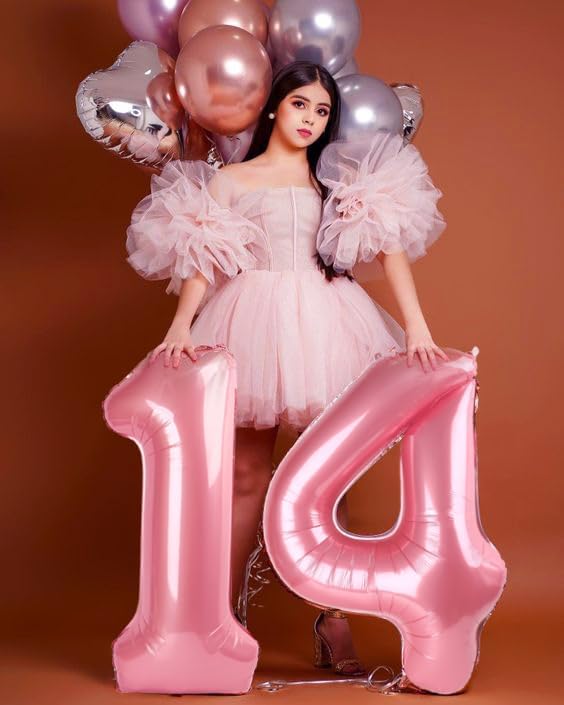 40 Inch Large Numbers Balloon, 4 Pastel Pink Ballon for 4th 14 40 44 Birthday Party, Balloon 4 Number for Graduations Wedding Supplies