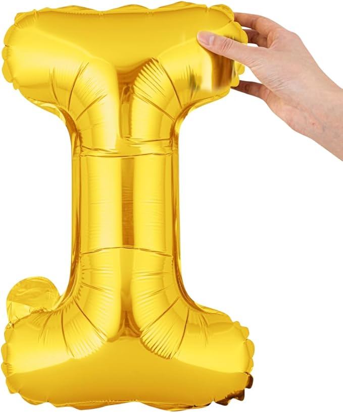Restaurantware-Balloonify 16 Inch Letter Balloon, 1 Alphabet Party Balloon - Letter I, Self-Sealing, Gold Foil Mylar Finish, Hanging Loop, Decoration For Birthday, Wedding, Or Graduation