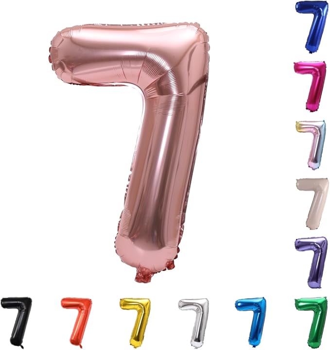 YPSelected 32 Inch Large Foil Helium Number Balloon Birthday Wedding Party 0-9 (Rose Gold, 7)