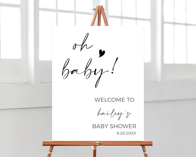 Personalized Baby Shower Sign, Baby Shower Welcome Sign, Minimalist Oh Baby Baby Shower Welcome Sign, Oh Baby Baby Shower Sign, Modern Baby Shower Decorations