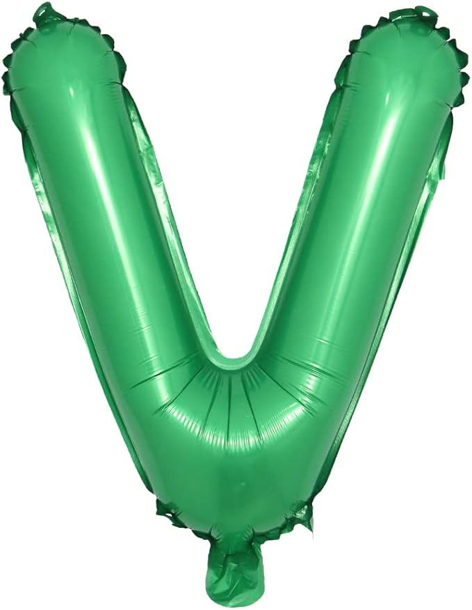 16 inch Green Alphabet Letter and Number Balloons Set Package, Aluminum Hanging Foil Film Banner Mylar Balloon for Birthday Party Decoration Custom Word (A-Z, 0-9) (16 inch Green V)