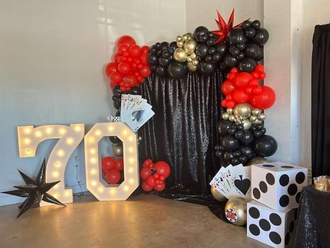 204Pcs Casino Balloon Garland Arch Kit - Casino Theme Party Decorations with Dice Boxes Large Poker Cards Party Balloons for Birthday Game Night Las Vegas Casino Night Theme Party Decorations