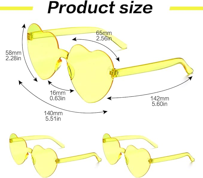 Heart Sunglasses 2 Pairs Heart Shaped Sunglasses Womens Heart Glasses Rave Sunglasses for Women Party Favors