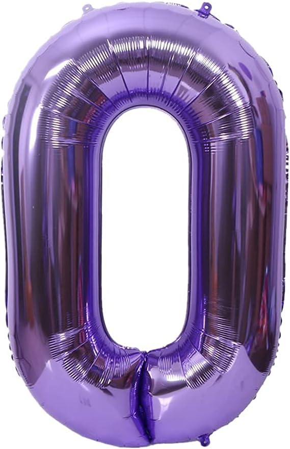 40 Inch Large Foil Helium Number Balloon Birthday Wedding Party 0-9 (Purple, 0)
