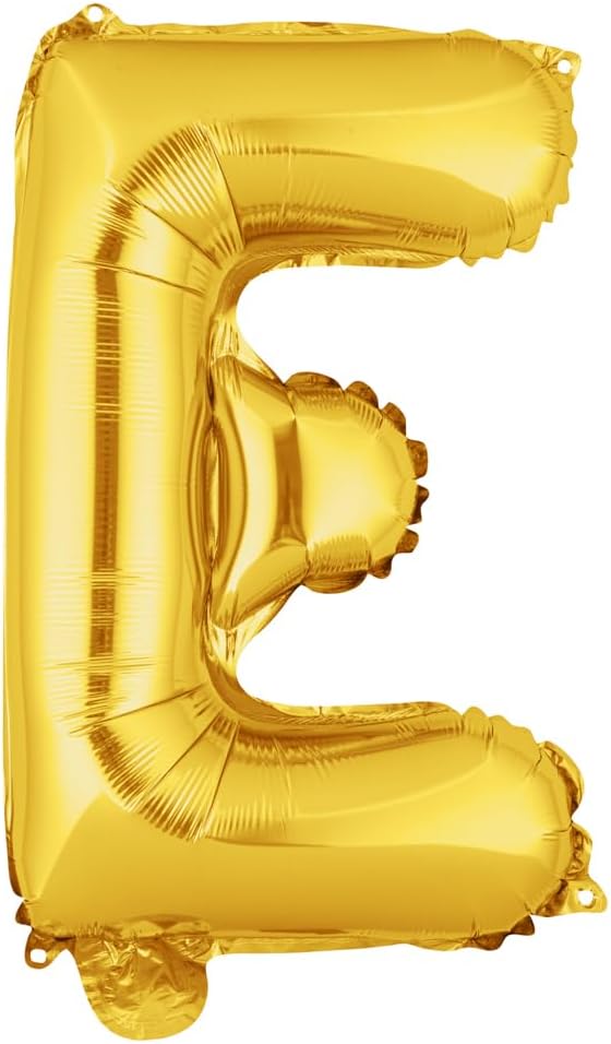 Restaurantware-Balloonify 16 Inch Letter Balloon, 1 Alphabet Party Balloon - Letter E, Self-Sealing, Gold Foil Mylar Finish, Hanging Loop, Decoration For Birthday, Wedding, Or Graduation
