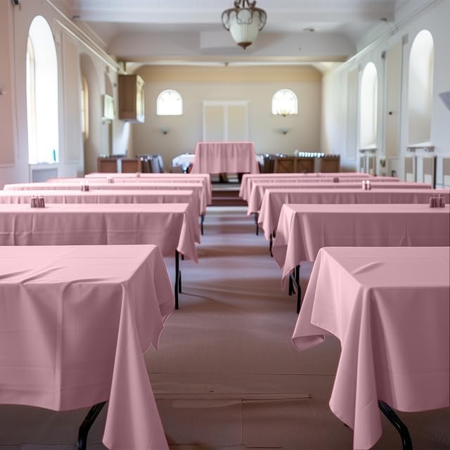 Pink Plastic Table Cloth - 4 Pack 54" × 108" Rectangle Disposable Tablecloths for 6FT Tables, Table Cover for Party, Valentines, Holiday & Gathering Use