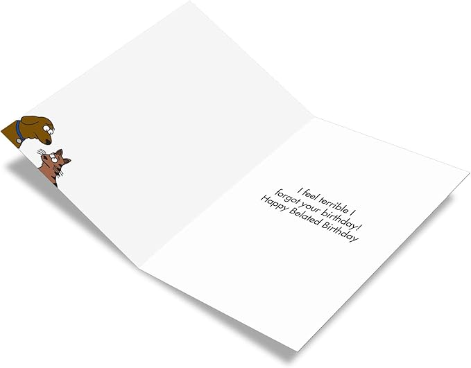 NobleWorks - 1 Funny Animal Card for Birthdays - Pet Cat and Dog Humor, Birthday Notecard with Envelope - Dog Guilt C6390BDG