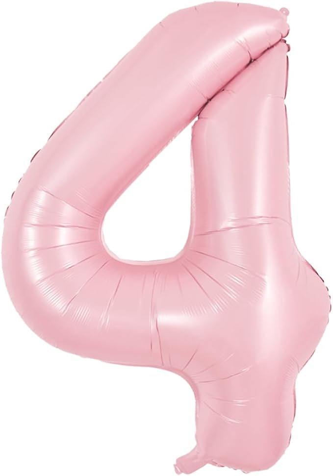 TONIFUL 40 Inch Pastel Pink Number 4 Balloon Balloon Big Pink Digital 4 Balloon for Girl's Birthday Party Wedding Bridal Shower Engagement Anniversary Photo Shoot Supplies