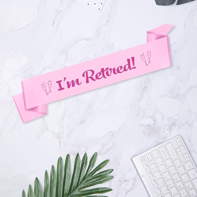 Retirement Party Decorations Retired Sash Retirement Gift for Women Farewell Gifts for Woman Decorations Happy Farewell Decorations Retired Gifts Party Photo Booth Props Pink
