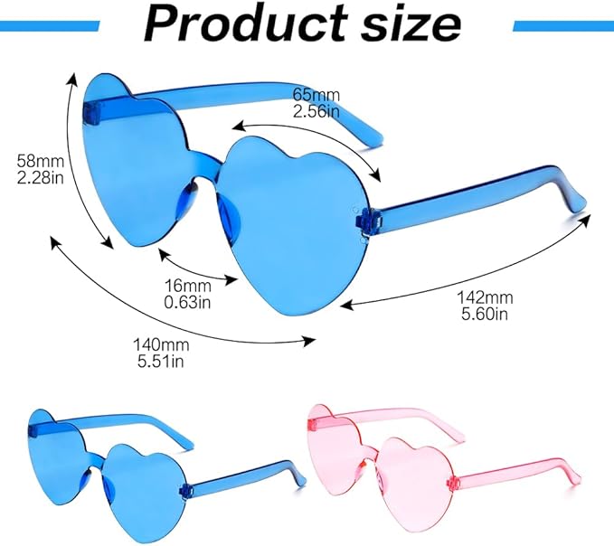 Heart Sunglasses 2 Pairs Heart Shaped Sunglasses Womens Heart Glasses Rave Sunglasses for Women Party Favors